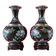 Pair of vintage cloisonné enamel vases from the 20th century H19 cm