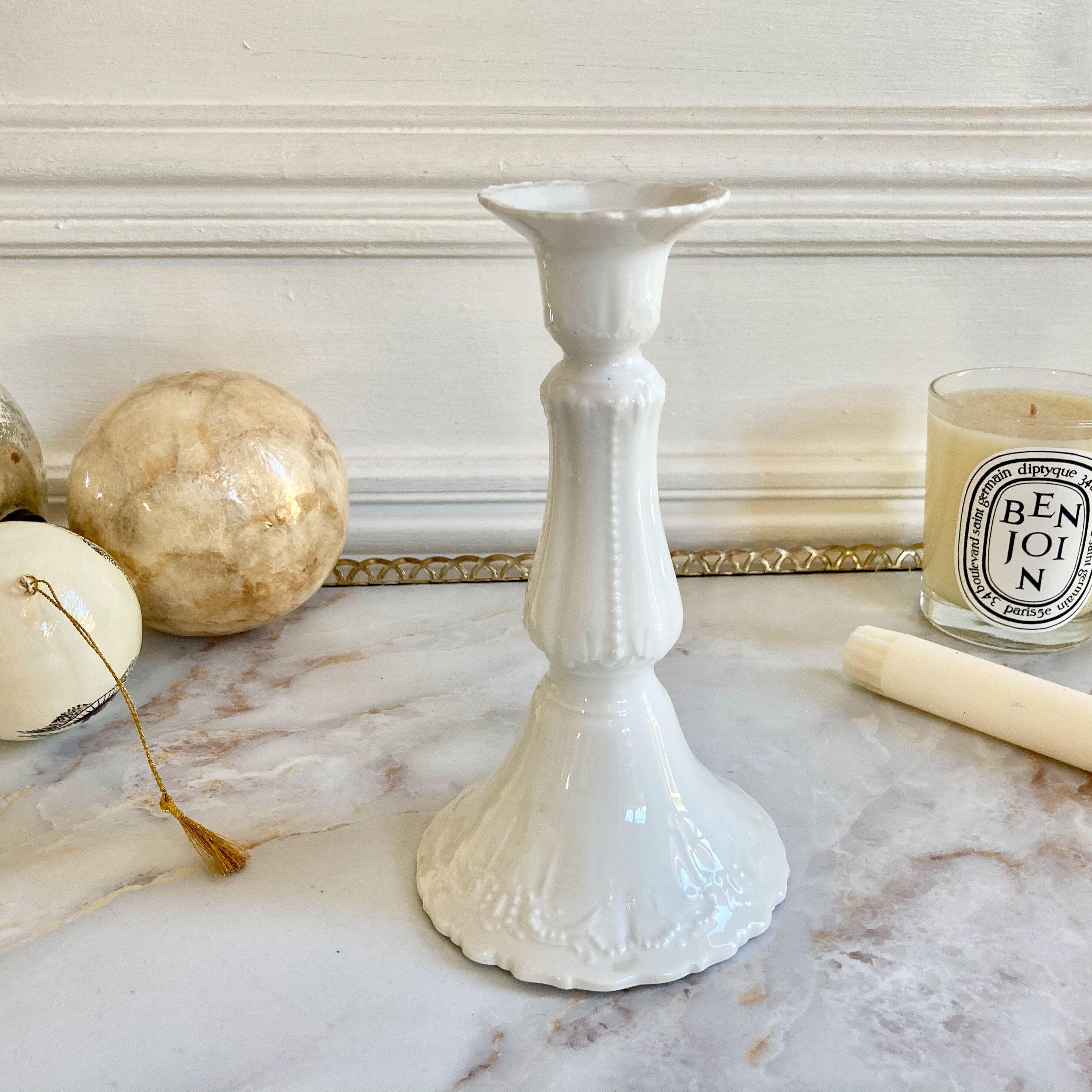 Antique porcelain candle holder