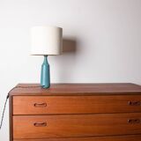 Lampe tronconique à poser Danoise en grés bleu mat par Gunnar Nylund pour Nymolle 1960.