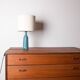 Danish truncated conical table lamp in matte blue sandstone by Gunnar Nylund for Nymolle 1960.