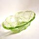 Art Deco oval bowl in green glass – geometric moulded decoration 1920-1930