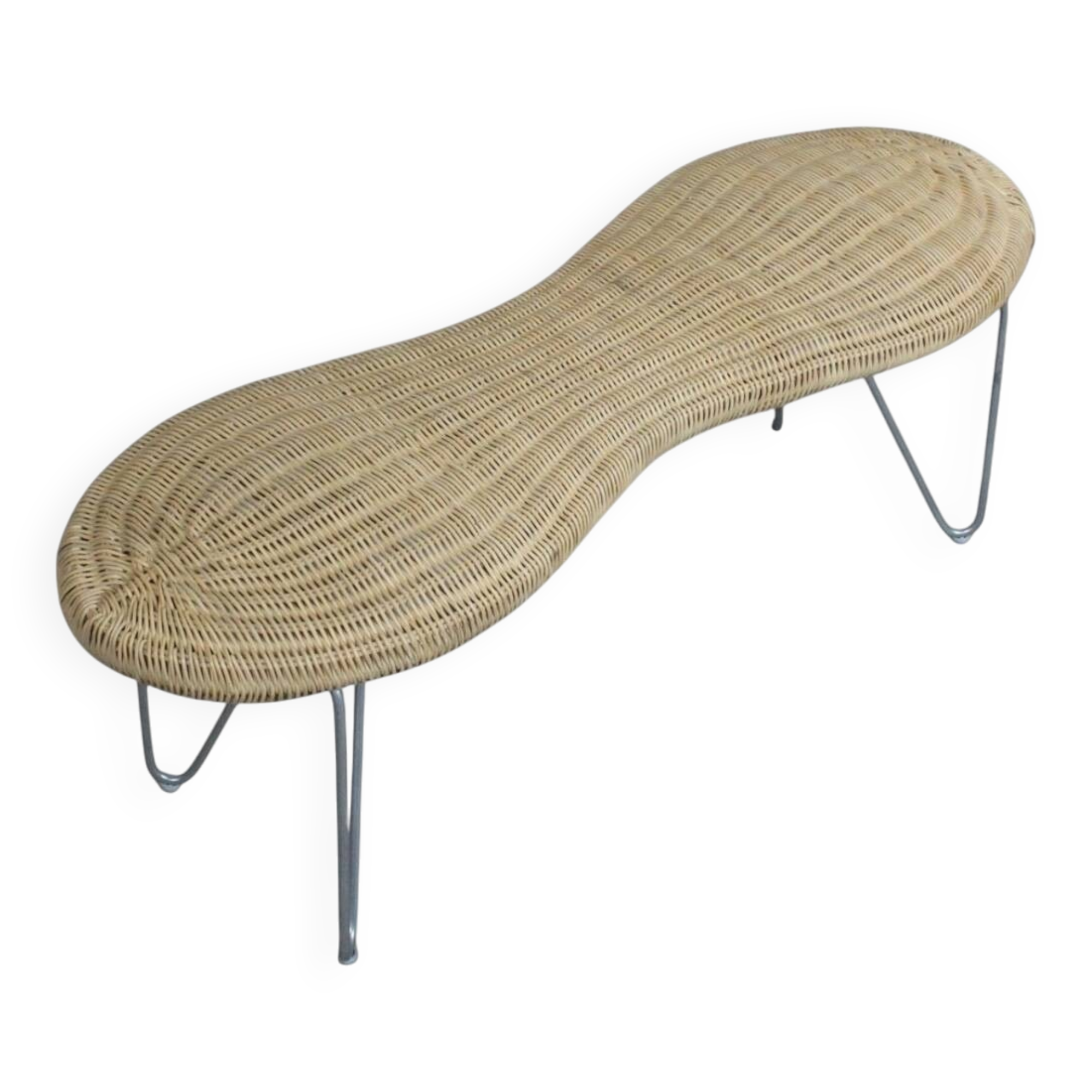 Banc en osier IKEA Peanut, Suède, années 1980