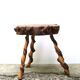 Brutalist tripod wooden side table, 1950s