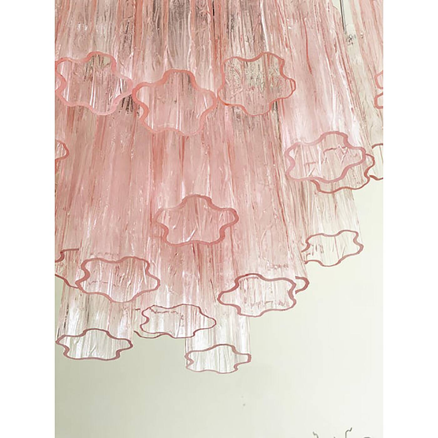 Contemporary Pink “Tronchi” Murano Glass Chandelier
