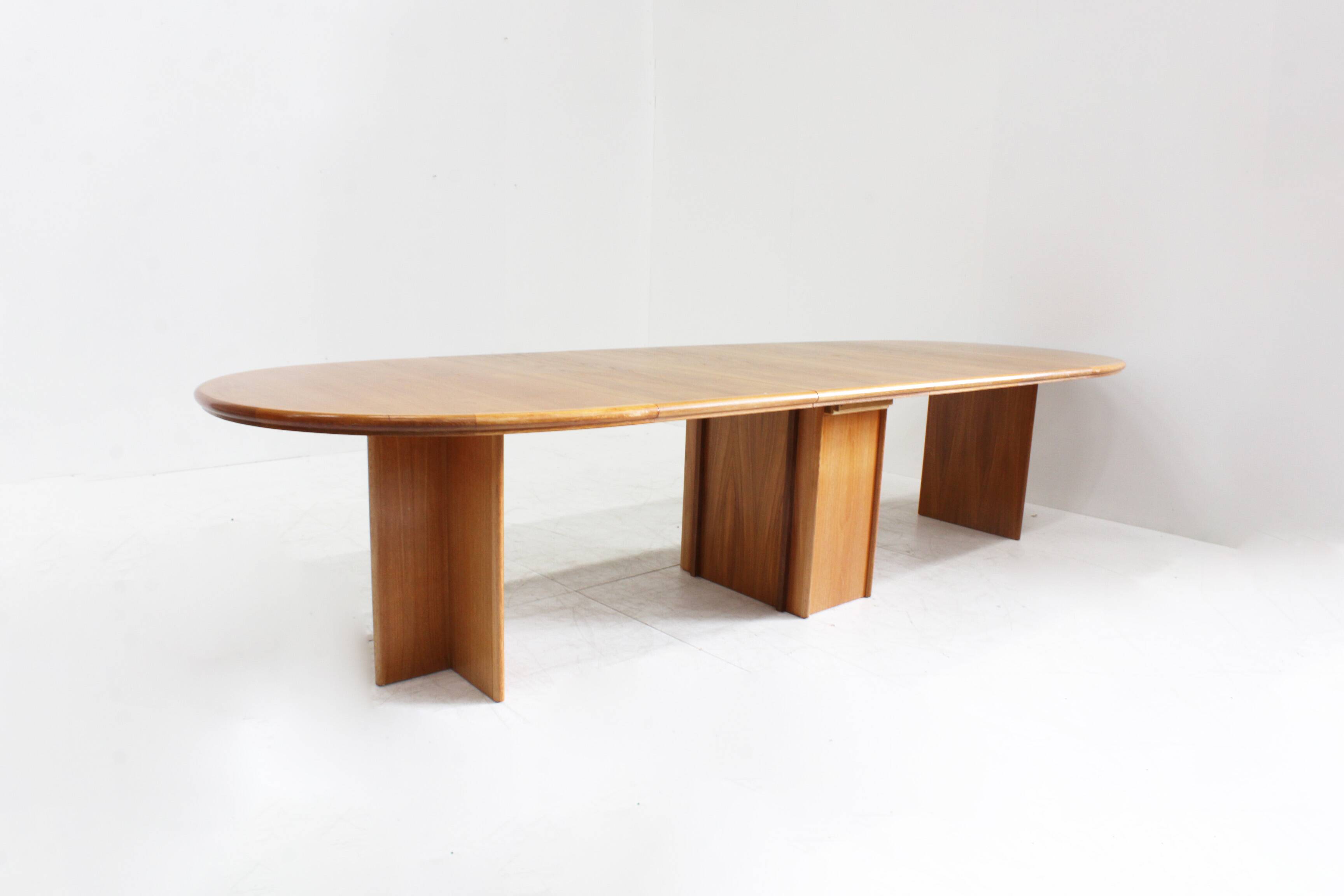 Vintage Danish Large Oval Extendable Dining Table XL 1960s