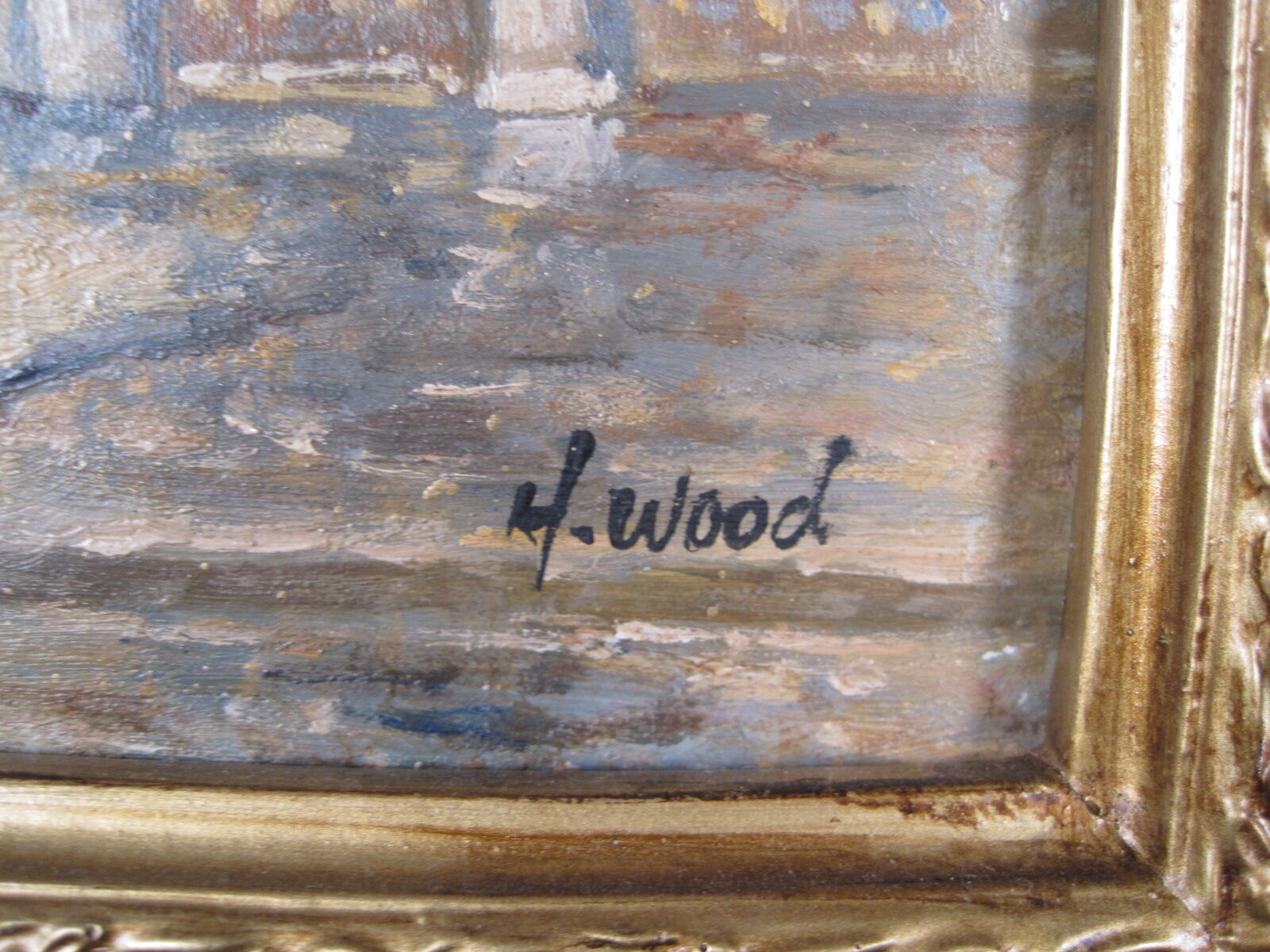 Peinture post-impressionniste huile panneau signée H. Wood Place Concorde PARIS
