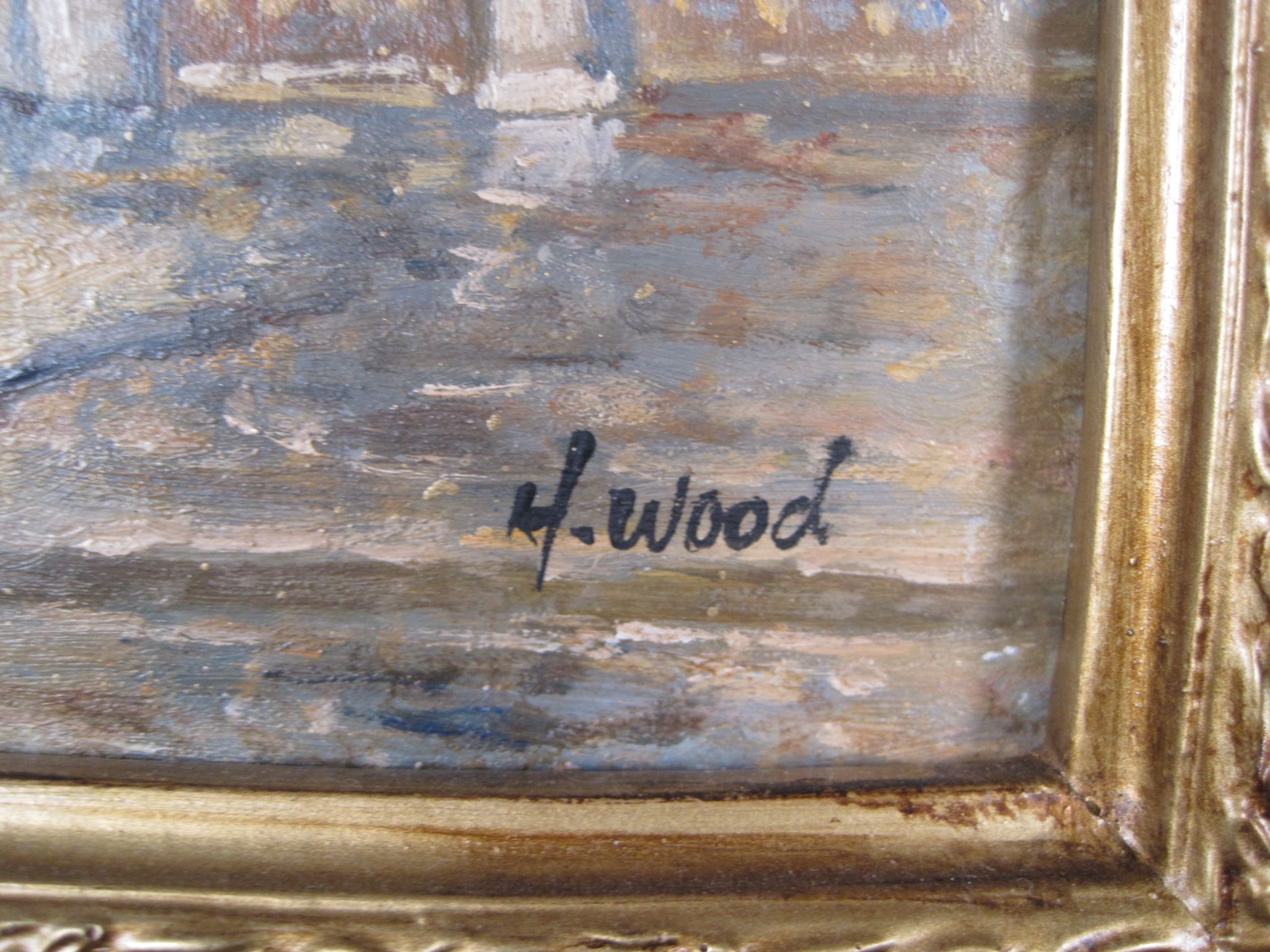 Post-impressionist painting Oil panel signed H. Wood Place Concorde PARIS