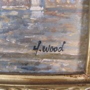 Post-impressionist painting Oil panel signed H. Wood Place Concorde PARIS