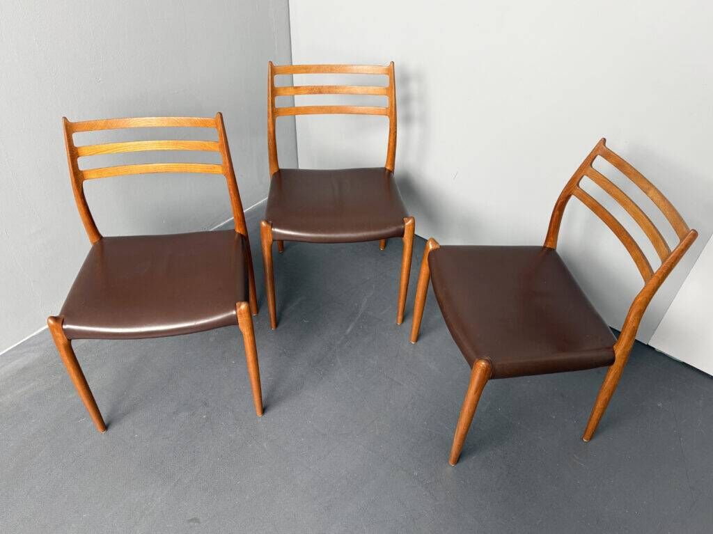 Set of 3 teak chairs, model 78 by Niels Otto Möller for JL Möllers Möbelfabrik, Denmark, 1960s