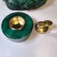 Vintage 70's Desk Set in Green Alabaster Malachite - 3 Pieces - Ita