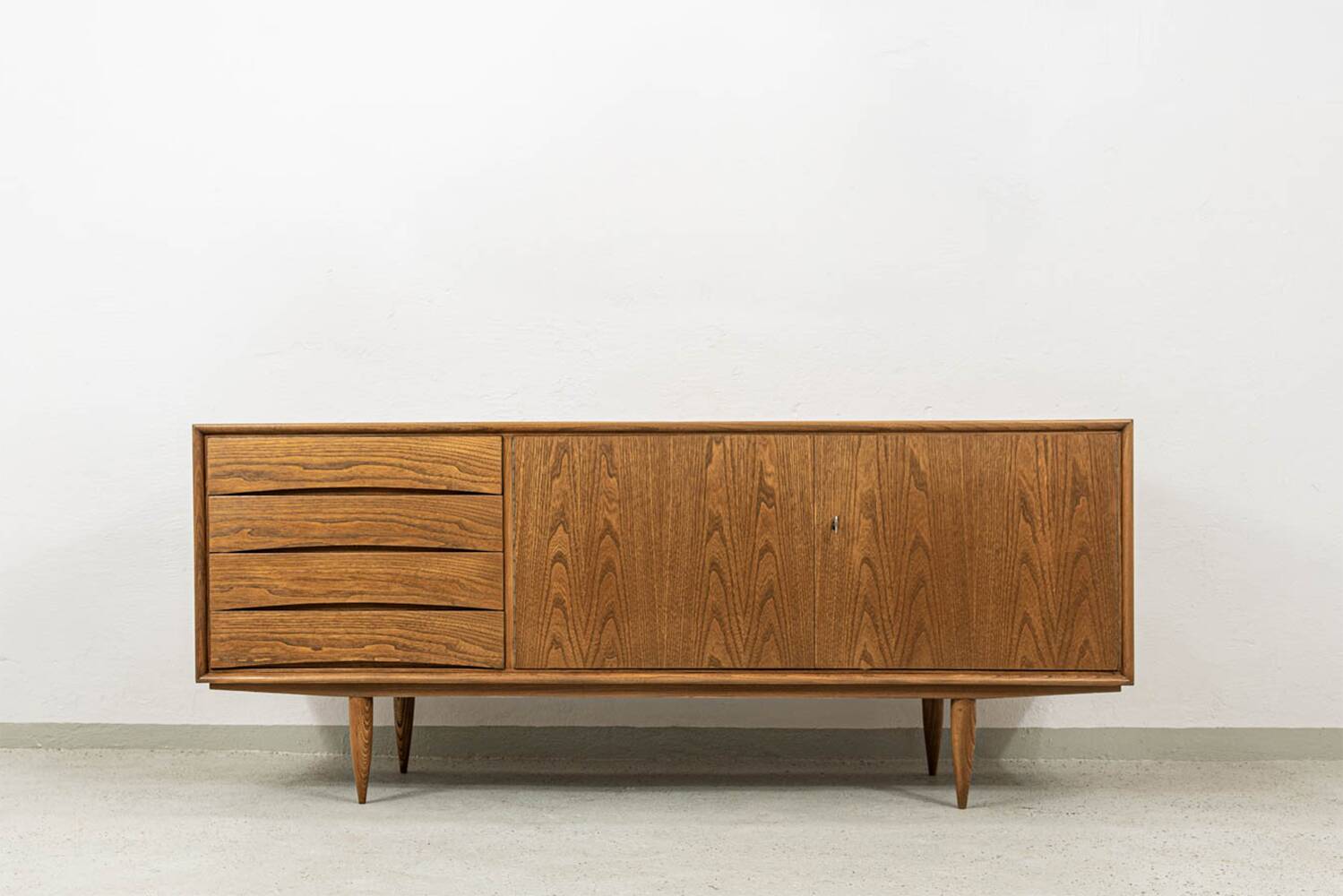 Vintage oak sideboard by Bydgoskie Fabryki Mebli, 1960, Poland
