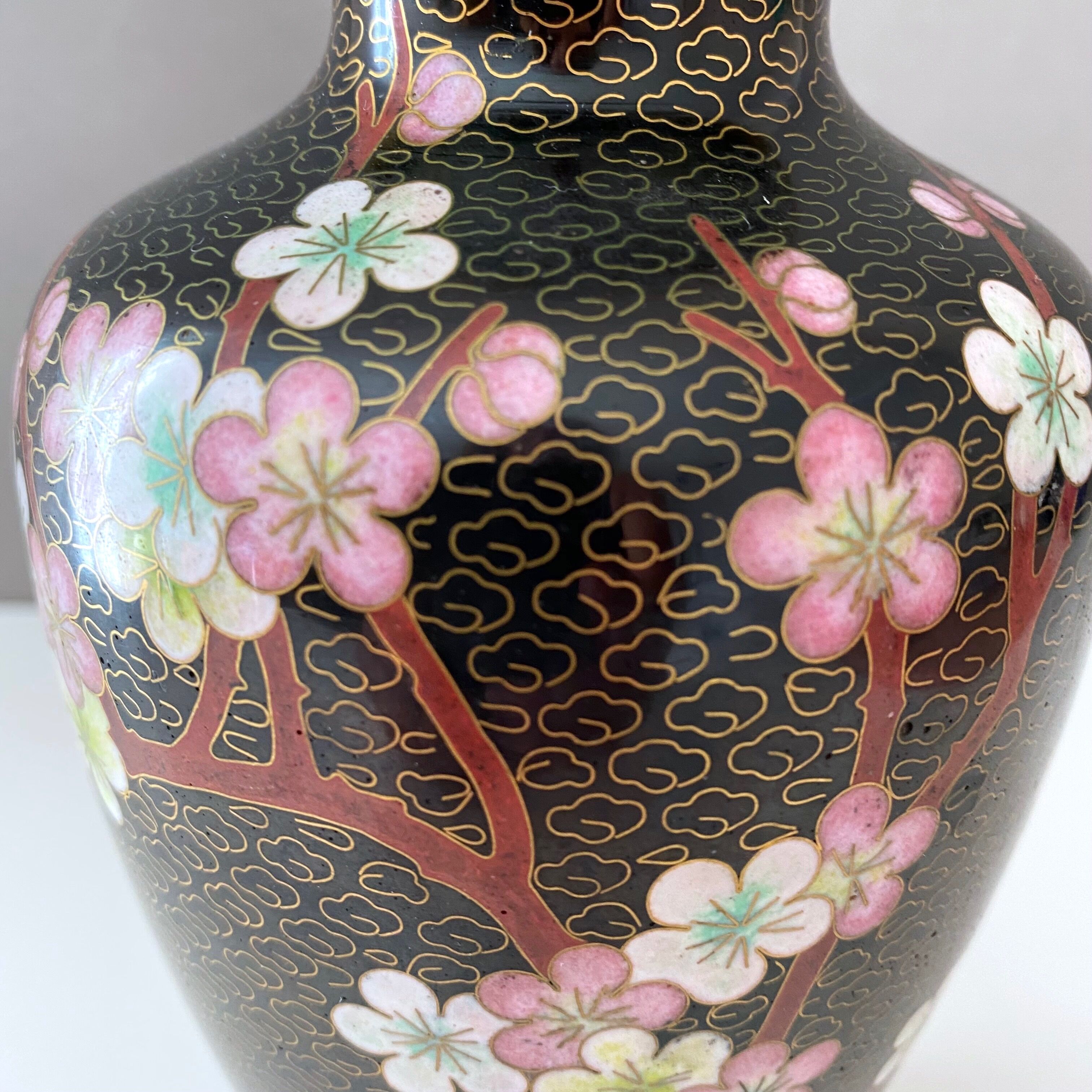 Cloisonne vase, vintage enamel vase