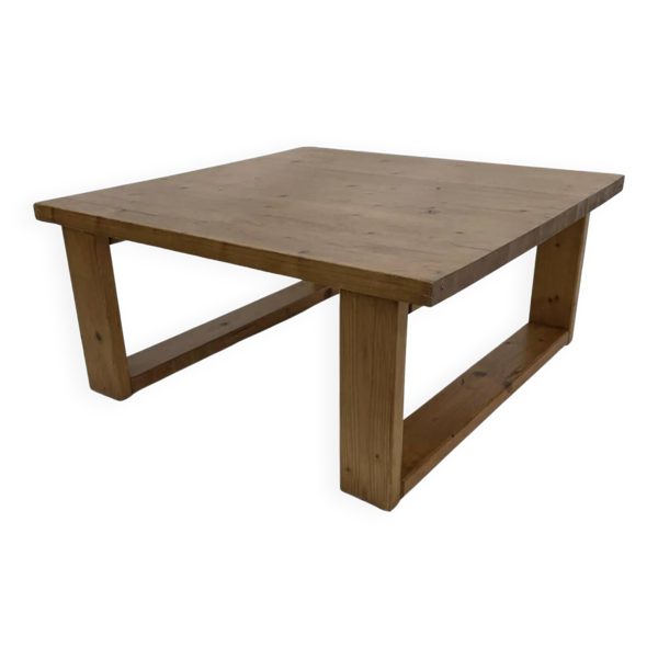 Table basse vintage en pin design minimaliste des années 1970