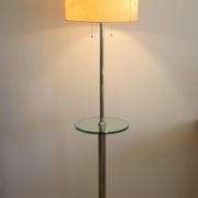 1930s Floor Nickel Lamp with Side Table – Functionalism, Bauhaus