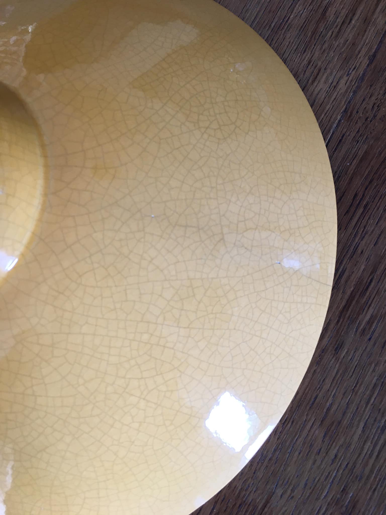 Yellow enameled ceramic lampshade (real color brighter than in photos)