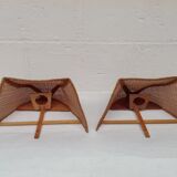 Pair of wicker wall lamps