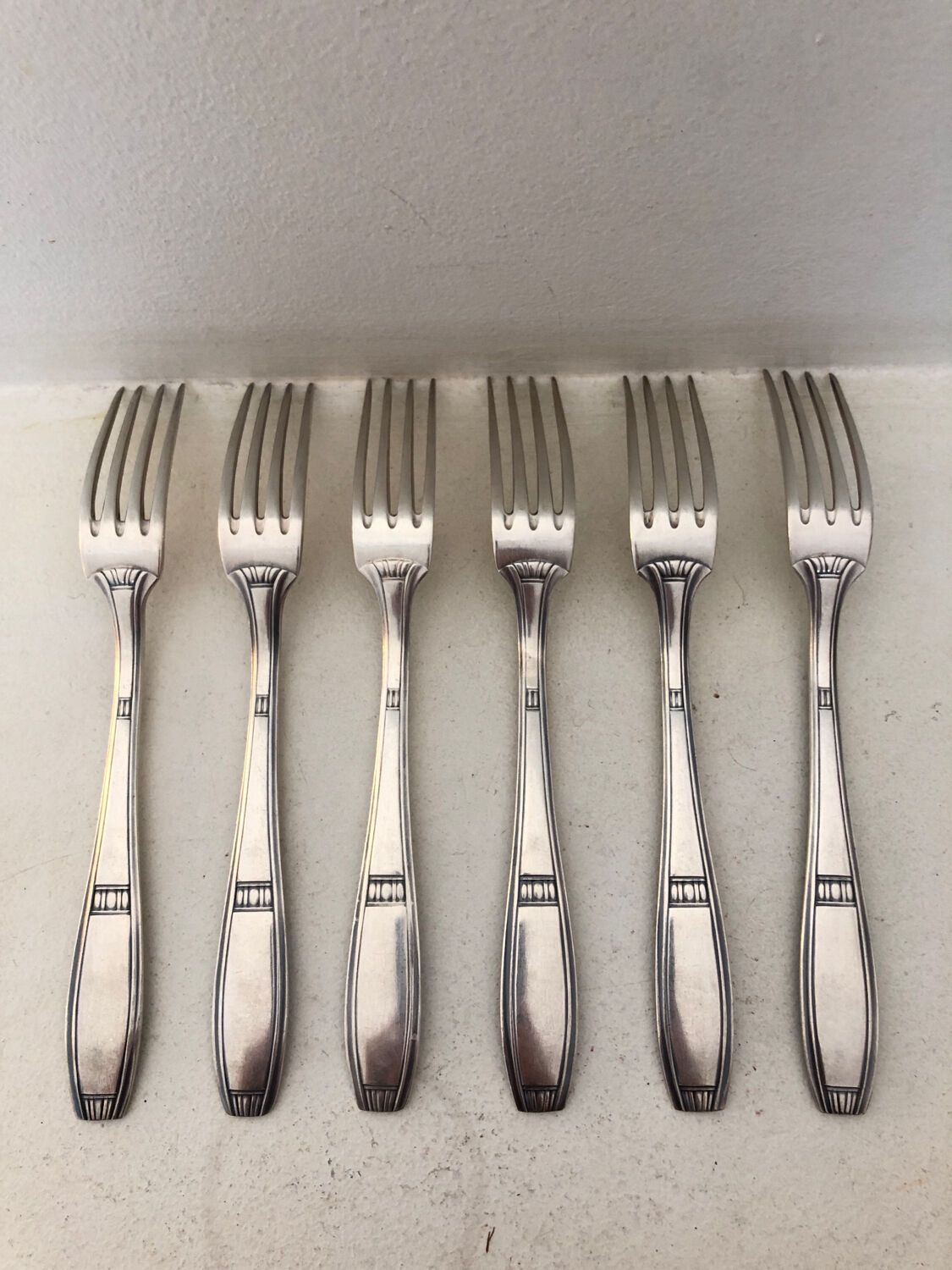 6 ercuis forks, silver metal, 1930