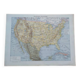 Old political map of the United States and Mexico by Larousse.