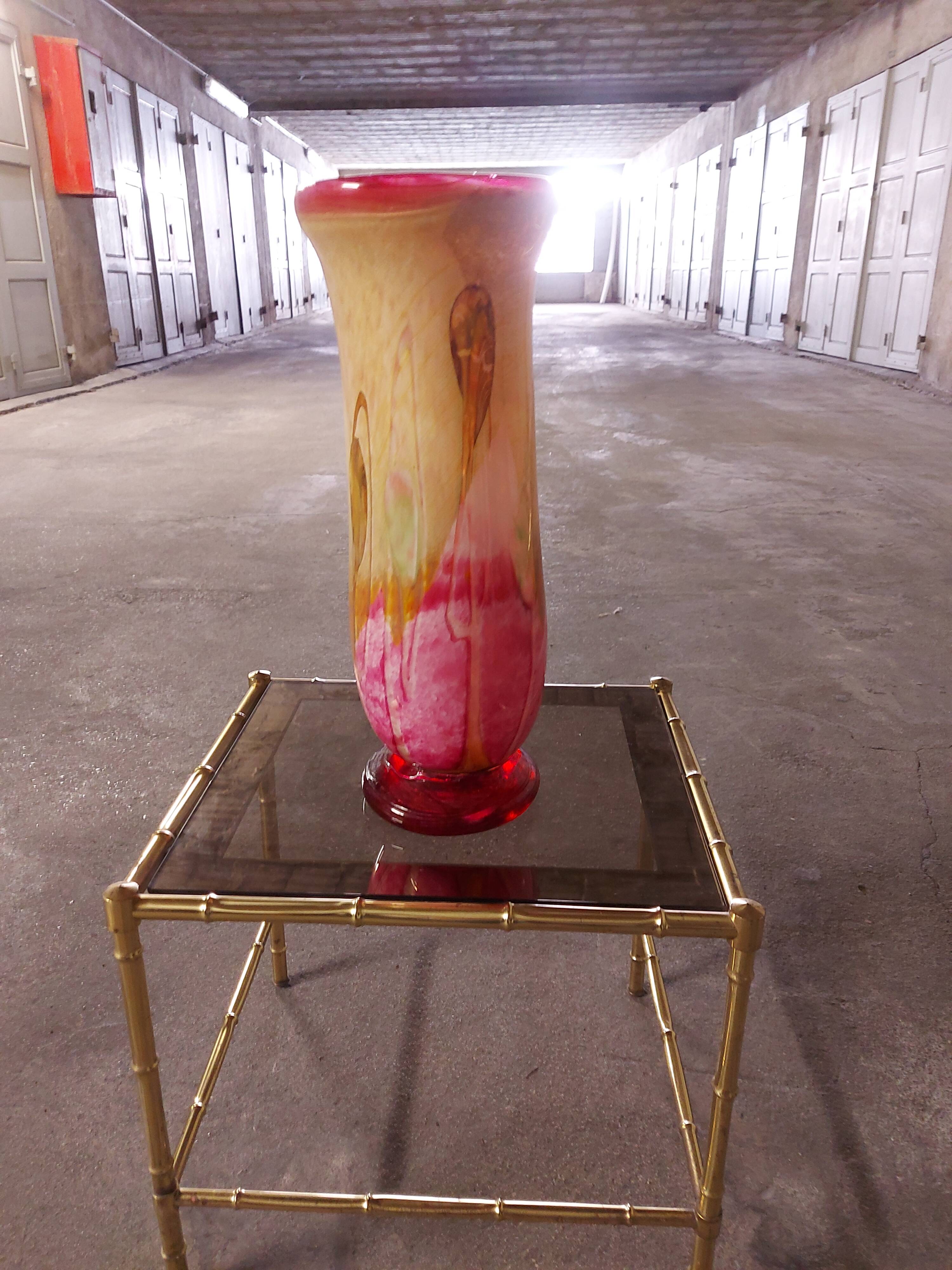 LARGE BIOT BLOWN GLASS VASE, SABA FRERES