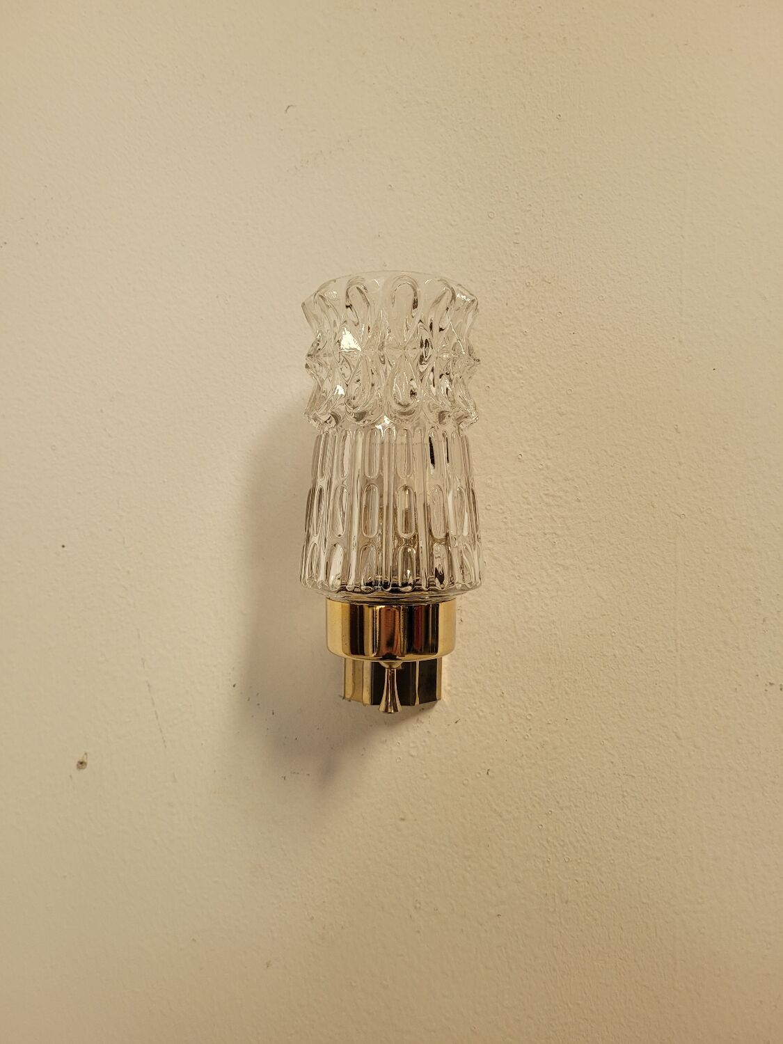 Pair of vintage brass and glass wall lights from the 1960s