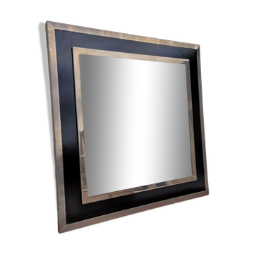 Design mirror in chromed metal vintage quality manufacture Italy, 1970s