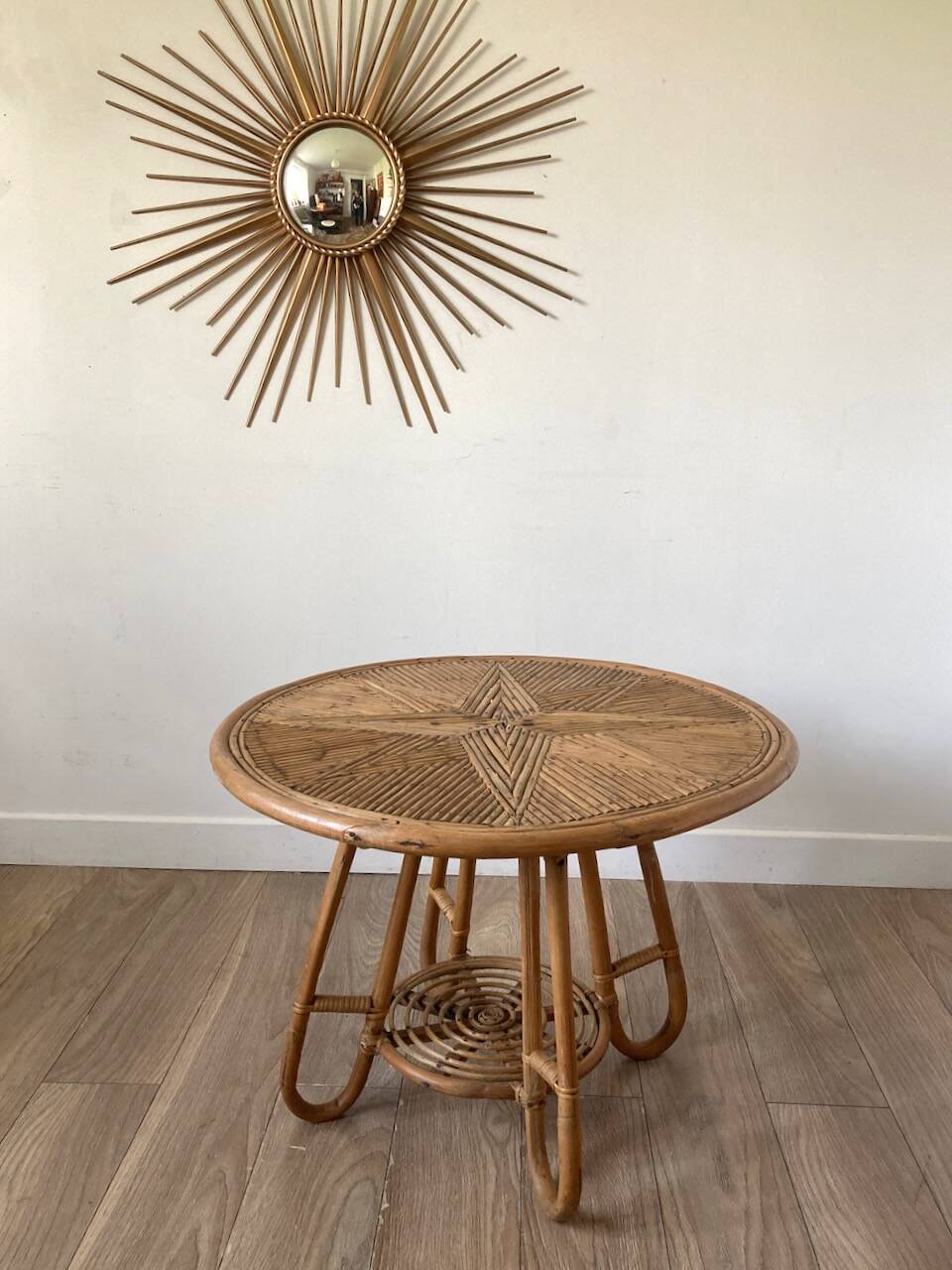 Round rattan coffee table