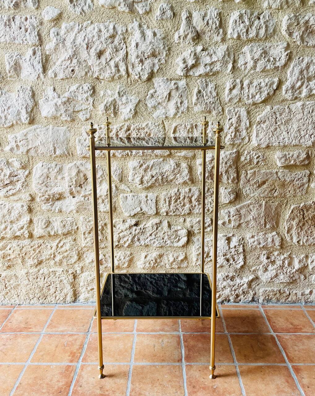 Vintage brass and glass side table circa 70's