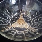 Glass centerpiece, bronze base in the shape of fish