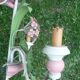 Pair of metal sconces painted spring flowers vintage