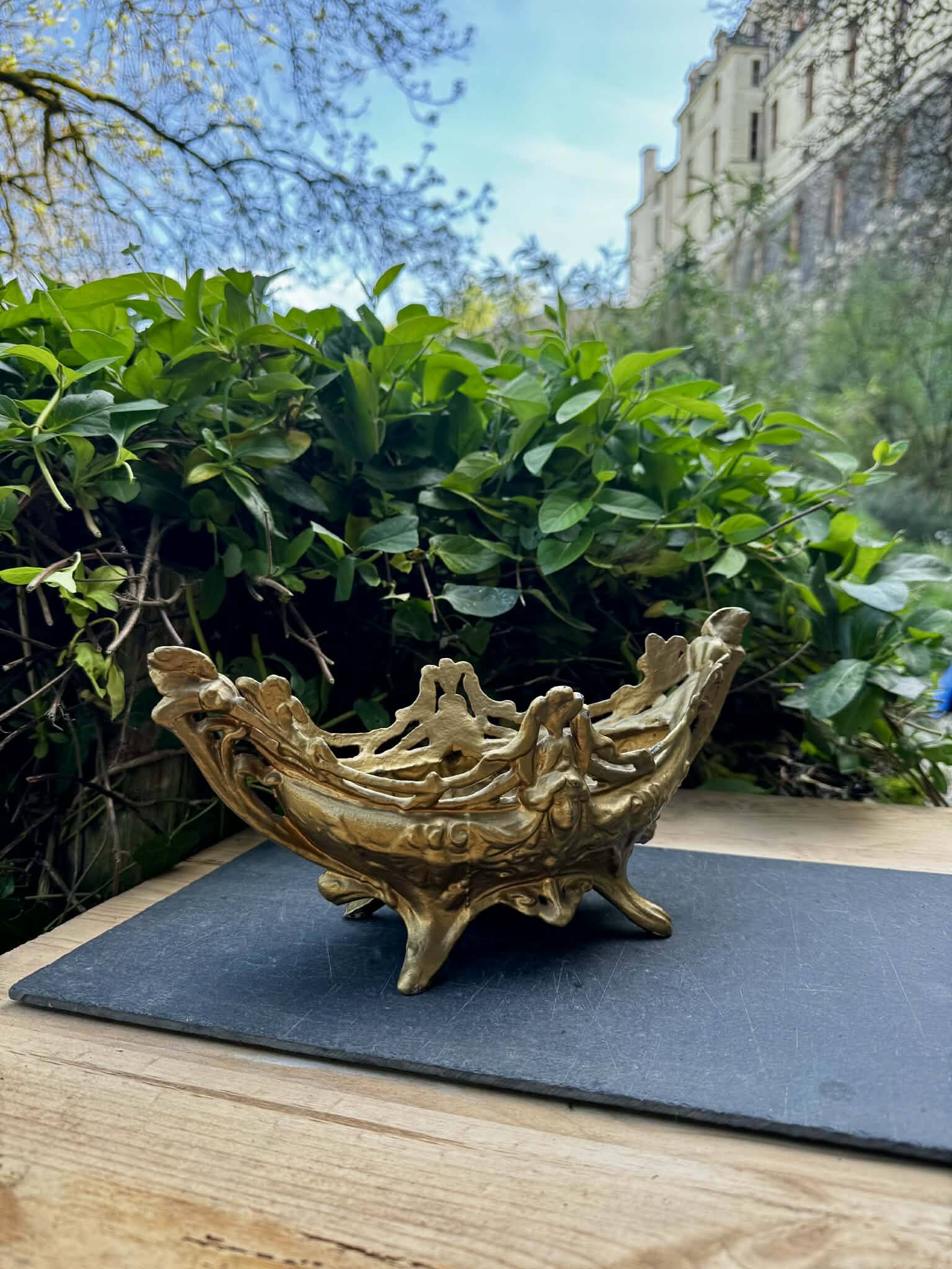 Brass planter woman Art Nouveau