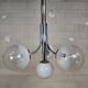 Vintage Space Age Chrome and Murano Glass Italian Pendant Lamp