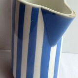 Blue and white ceramic milk pitcher by Sarreguemines model Fox Trott
