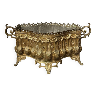 Antique Planter Cache Pot Golden Brass Renaissance Baroque Rococo Style XI