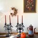 Black cast iron candlesticks, early 20th century, Neo-Rococo