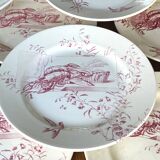 Set of 9 red earthenware plates from Terre de Fer Samaritaine - 19th century.