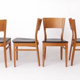 Set of 4 Italian Chairs by DAL1923, 1980s, Elm Wood, Black Faux Leather