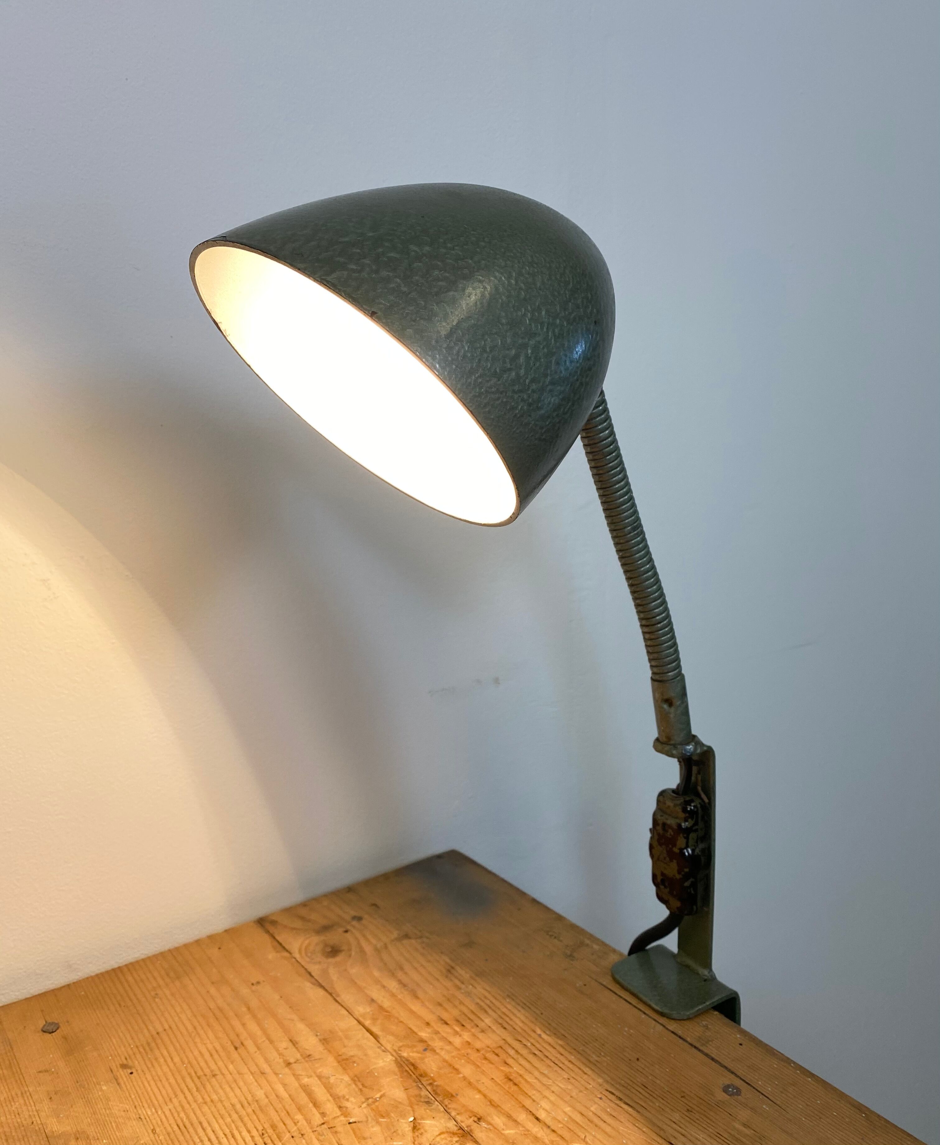 Green Industrial Bakelite Gooseneck Table Lamp, 1960s