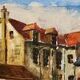 Orange painting city landscape signed
