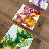 Acrylic triptych painting on canvas