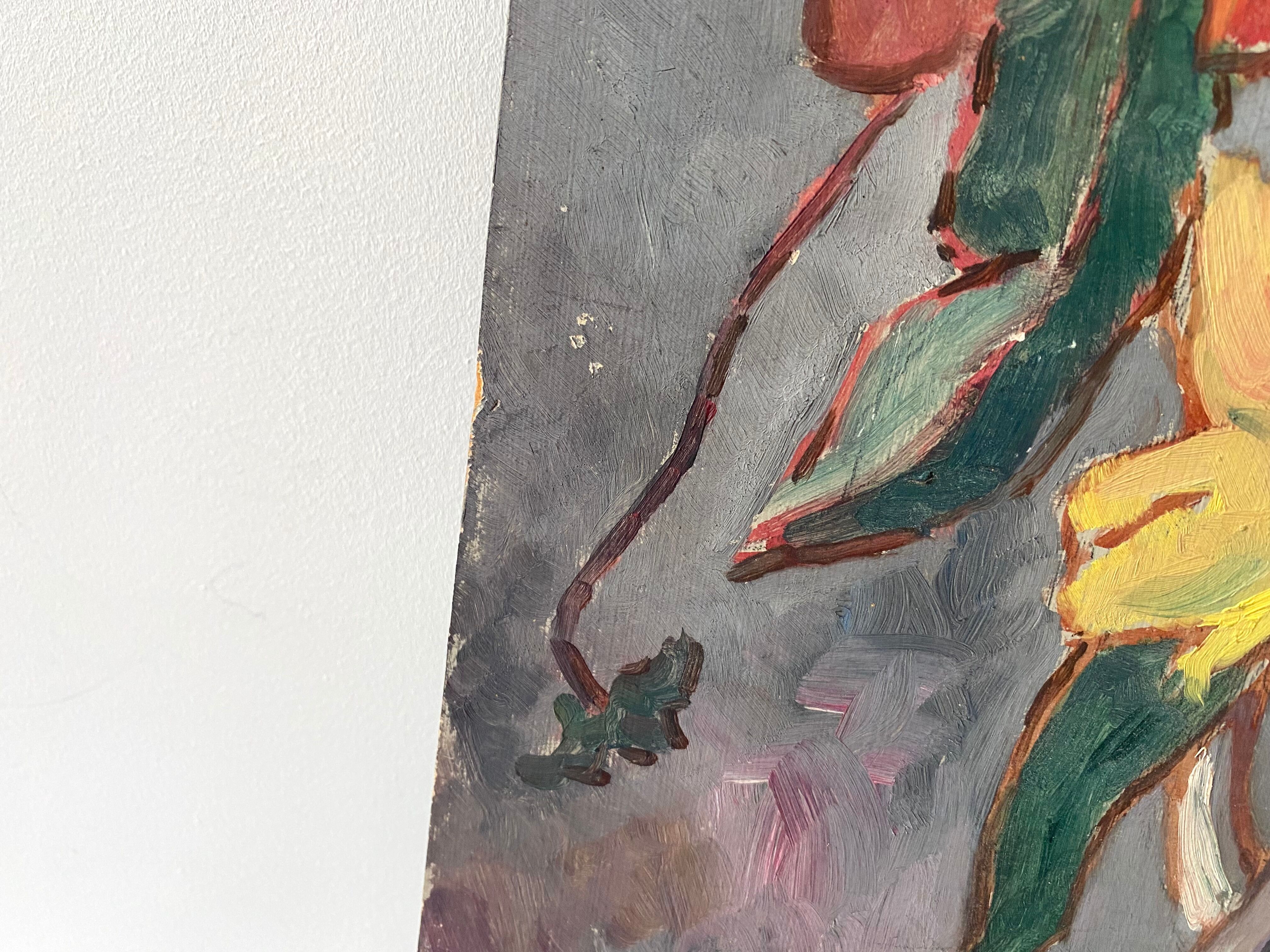 Oil portrait on cardboard of a man 50s