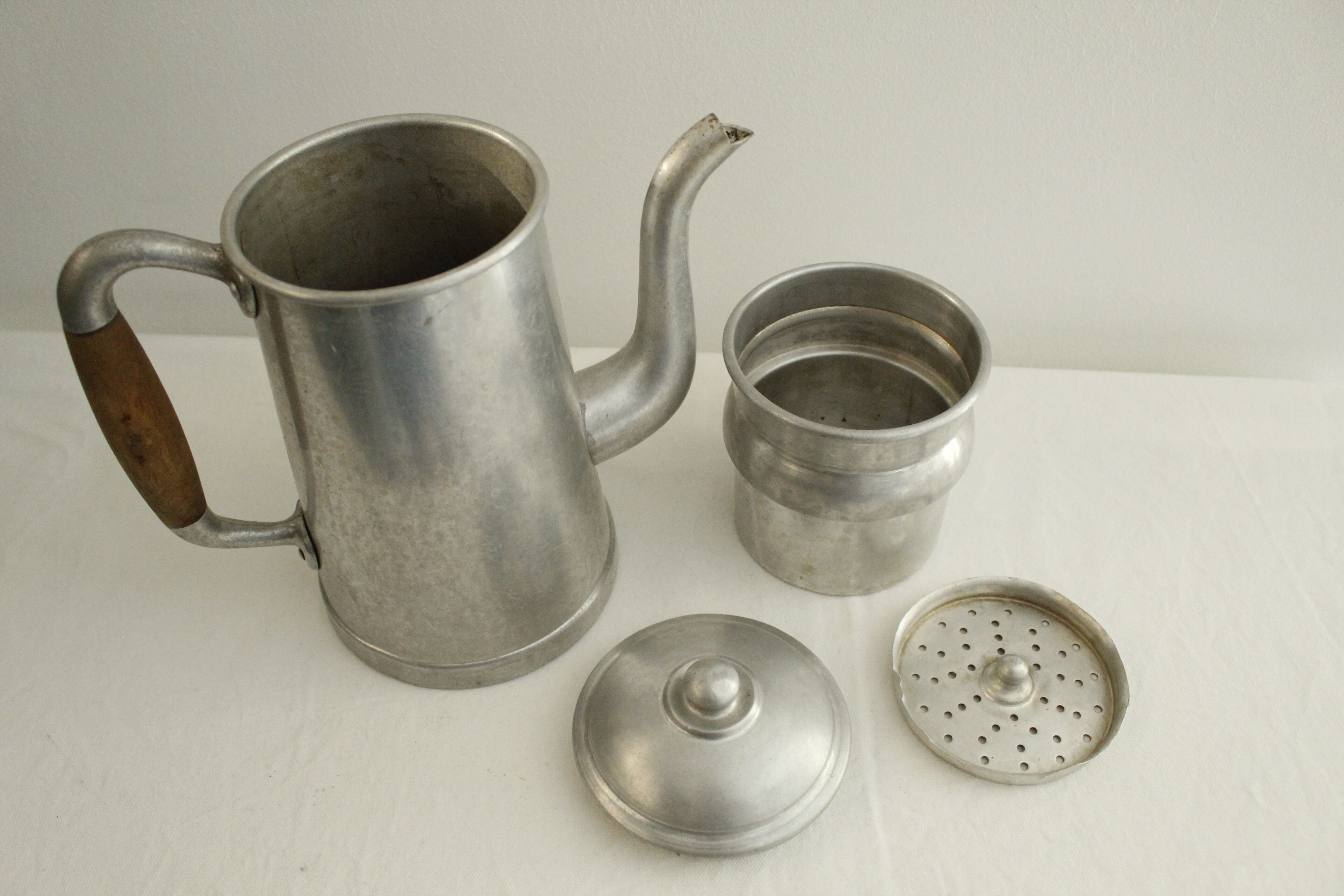Antique aluminum coffee maker