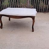 Wood and marble coffee table