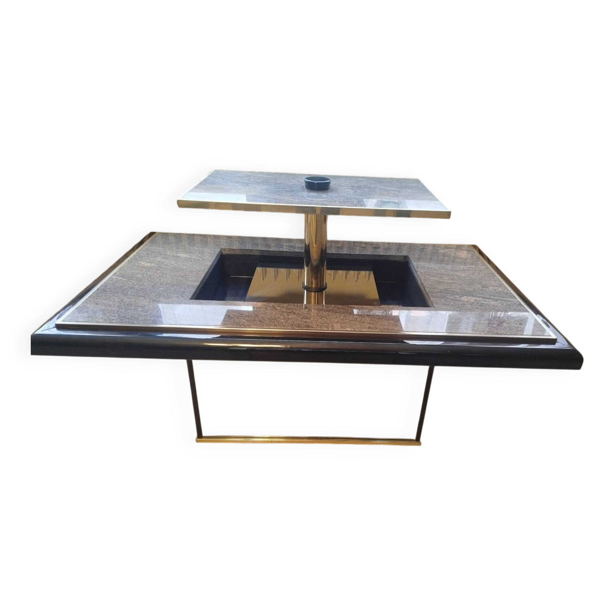 Transformable coffee table in marble and brass – fedam – italian design