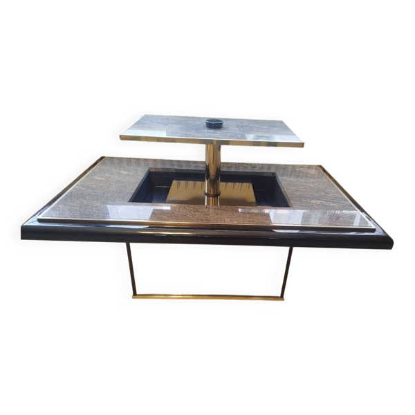 Table basse transformable en marbre et laiton – fedam – design italien