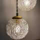 Suspension cascade three lights vintage globes in molded glass
