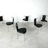 Chaises de salle à manger vintage postmodernes chromées, 1980