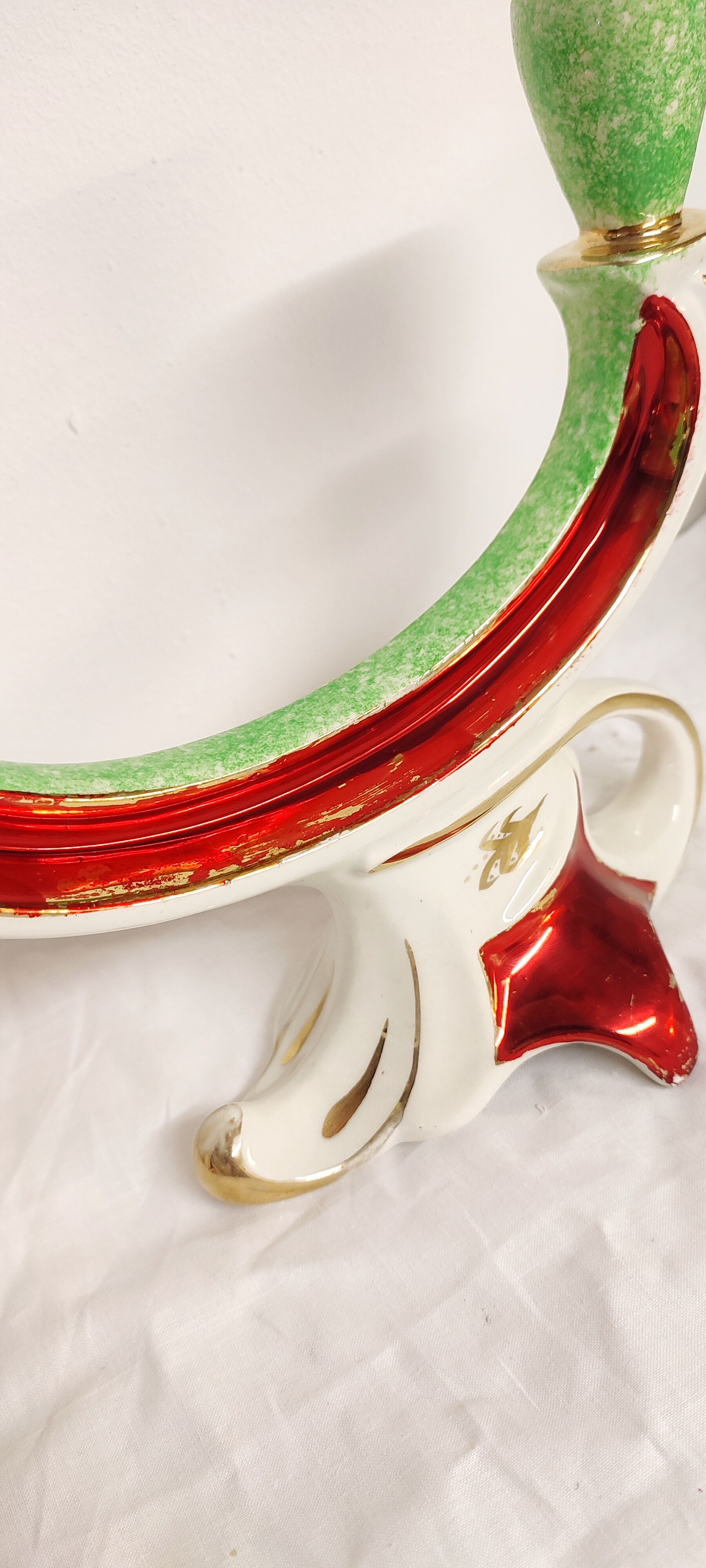 Painted ceramic chandeliers. France, 1950s.