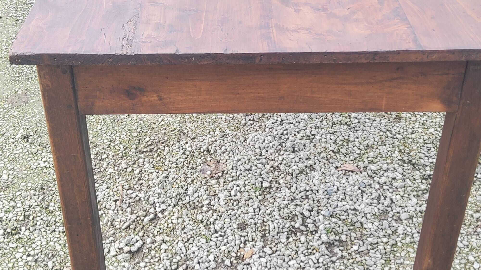 Farm table in oak and white wood 160cm 1 drawer t 20th century
