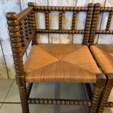 Pair of wooden chairs turned