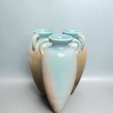 Art Nouveau, small triple amphora vase, glazed earthenware, Massier, circa 1900